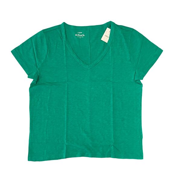 NWT J. Crew Dublin Kelly Green Short Sleeve V-Neck Girlfriend Tee - - Picture 1 of 7